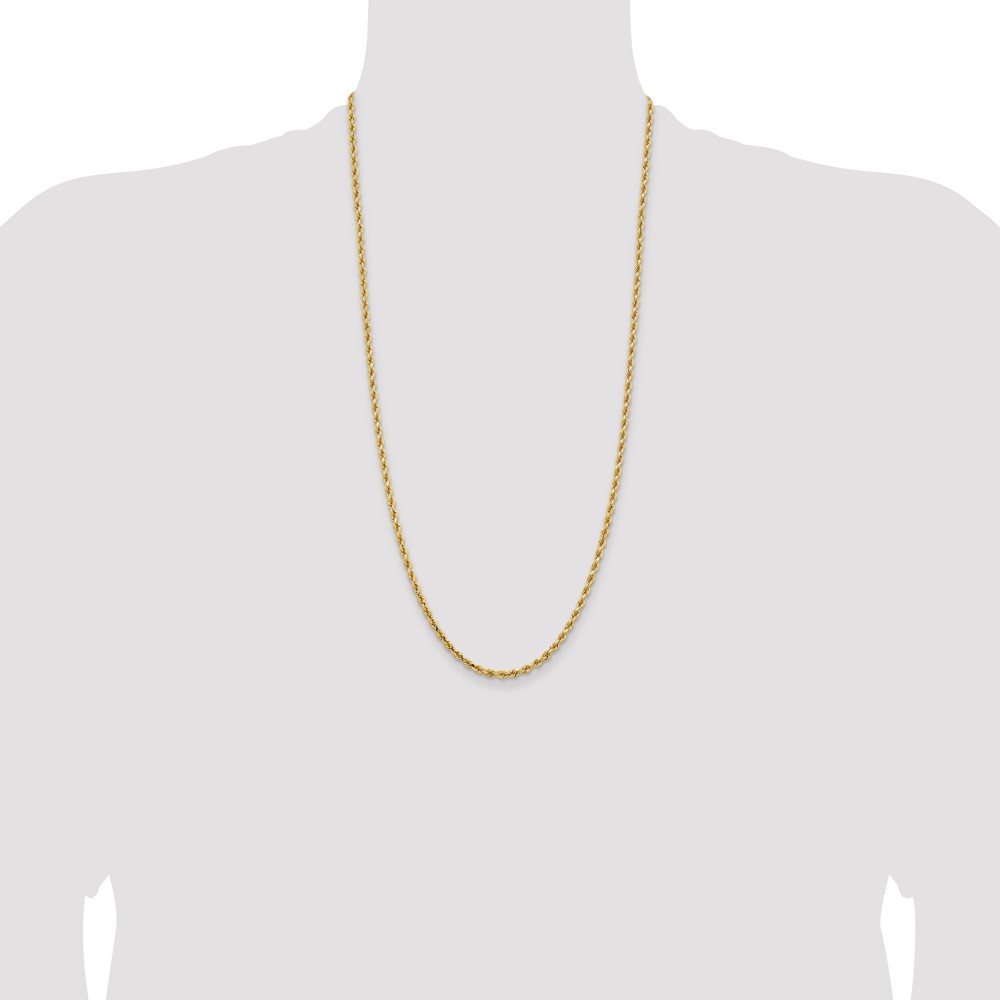 14K 28 inch 3.25mm Diamond-cut Rope with Lobster Clasp Chain (024L-28)
