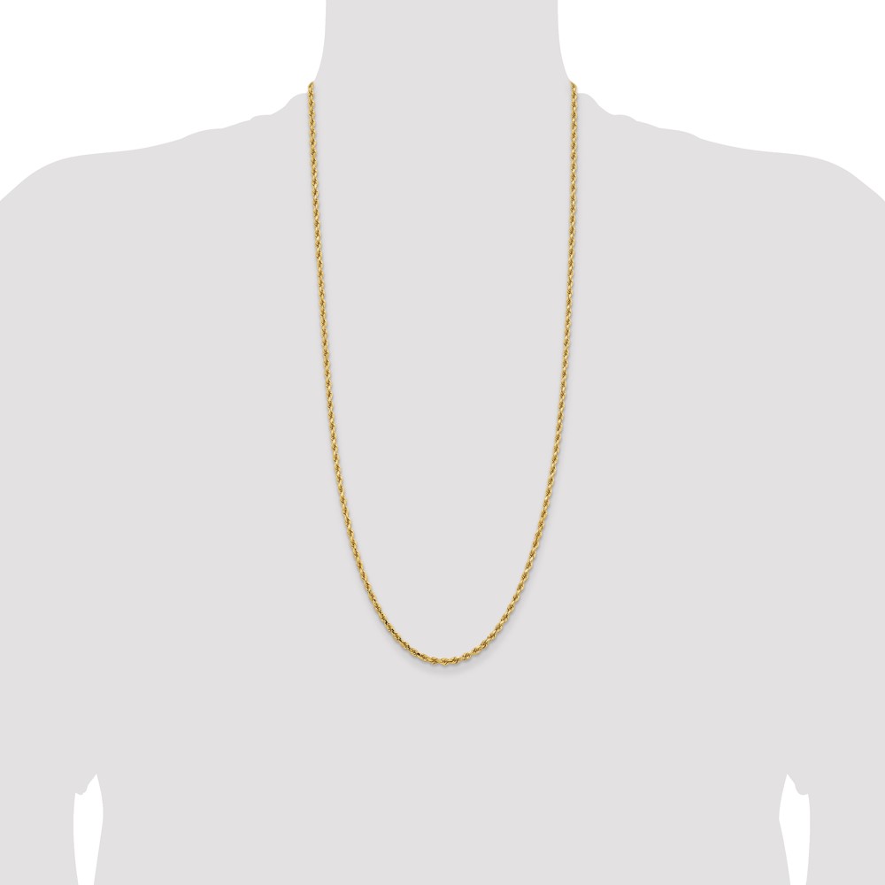 14K 30 inch 3.25mm Diamond-cut Rope with Lobster Clasp Chain (024L-30)