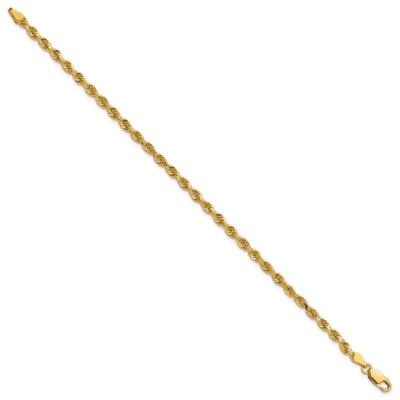 14K 9 inch 3.25mm Diamond-cut Rope with Lobster Clasp Chain
