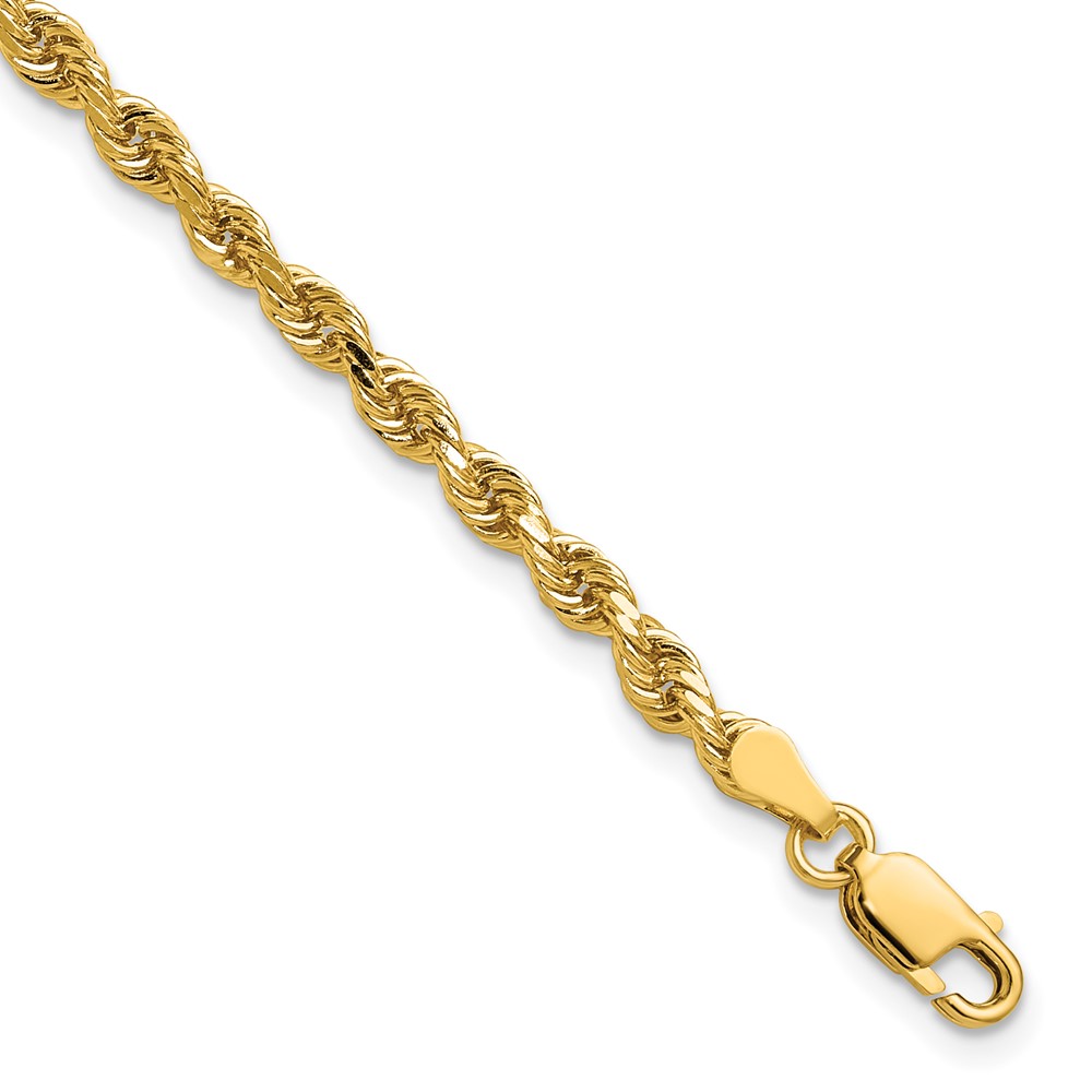 14K 7 inch 3.25mm Diamond-cut Rope with Lobster Clasp Chain (024L-7)