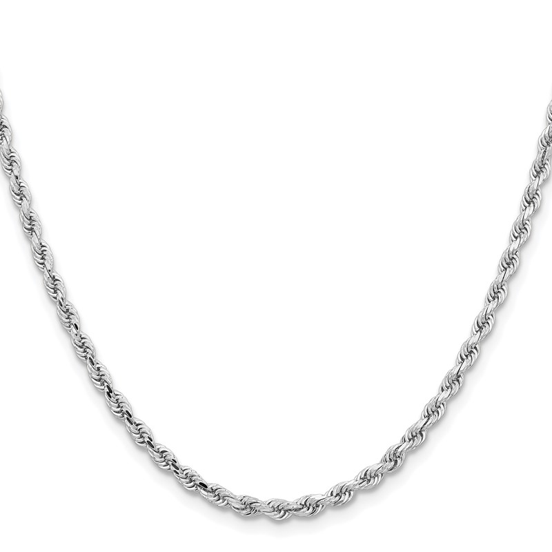 14K White Gold 30 inch 3.25mm Diamond-cut Rope with Lobster Clasp Chain