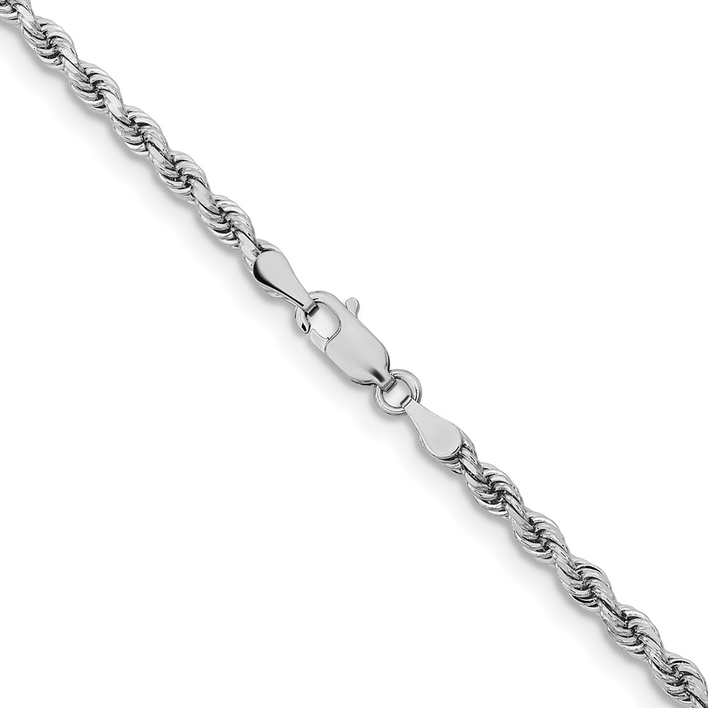 14K White Gold 24 inch 3.25mm Diamond-cut Rope with Lobster Clasp Chain (024W-24)