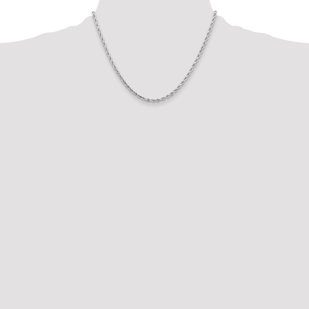 10k White Gold 3.25mm Diamond-cut Rope Chain (10K024W-18)