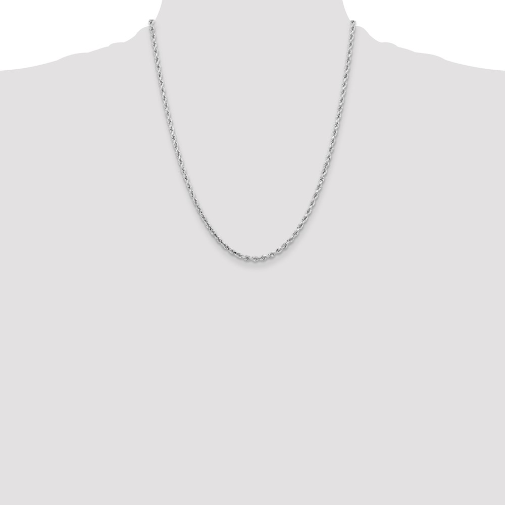 10k White Gold 3.25mm Diamond-cut Rope Chain (10K024W-22)