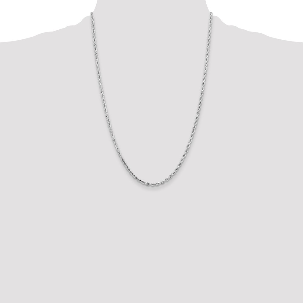 14K White Gold 24 inch 3.25mm Diamond-cut Rope with Lobster Clasp Chain (024W-24)