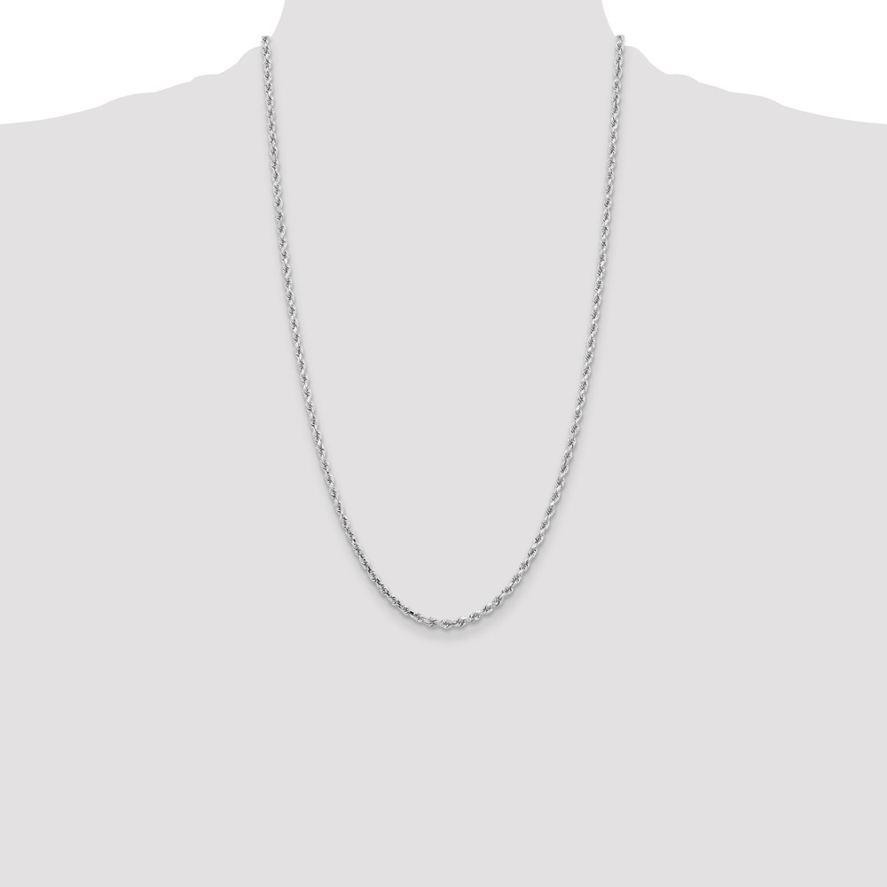 10k White Gold 3.25mm Diamond-cut Rope Chain (10K024W-26)