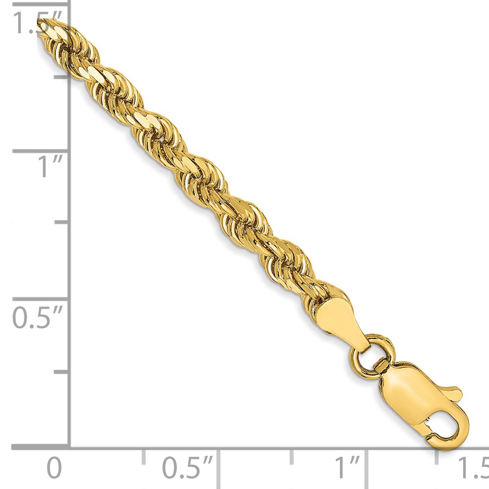 14K 7 inch 3.5mm Diamond-cut Rope with Lobster Clasp Chain (025L-7)