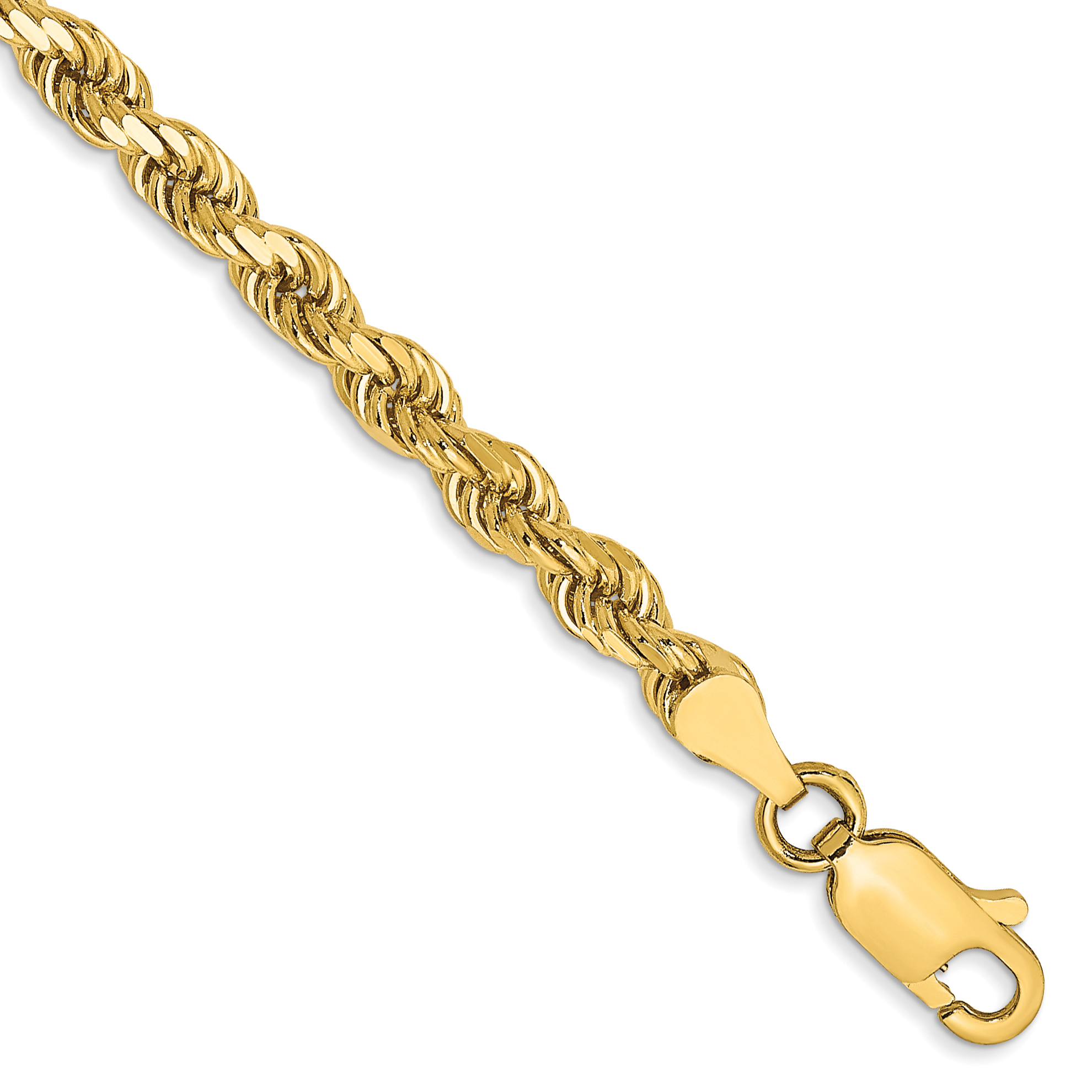 14K 7 inch 3.5mm Diamond-cut Rope with Lobster Clasp Chain (025L-7)
