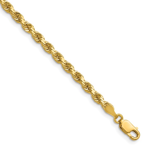14K 3.5mm Diamond-cut Rope with Lobster Clasp Chain (per inch)