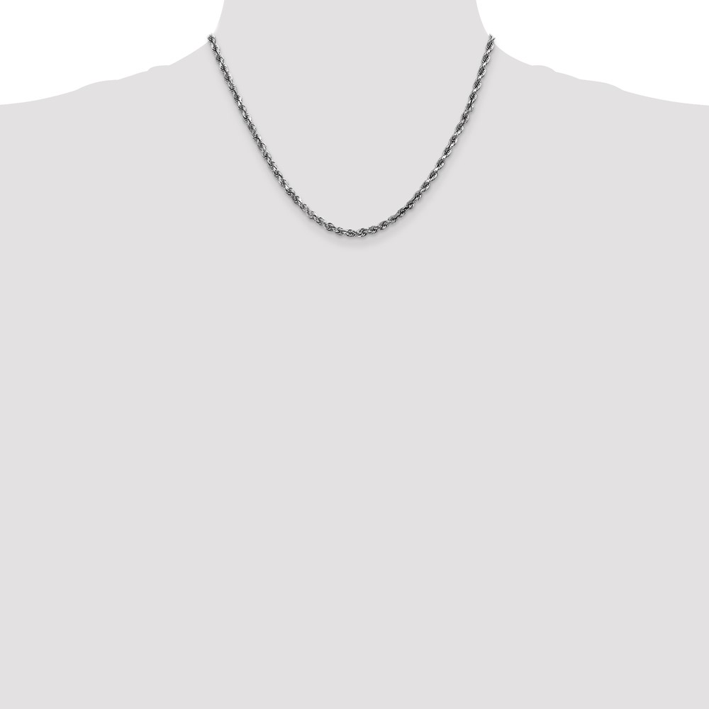 10k White Gold 3.5mm Diamond-cut Rope Chain (10K025W-18)