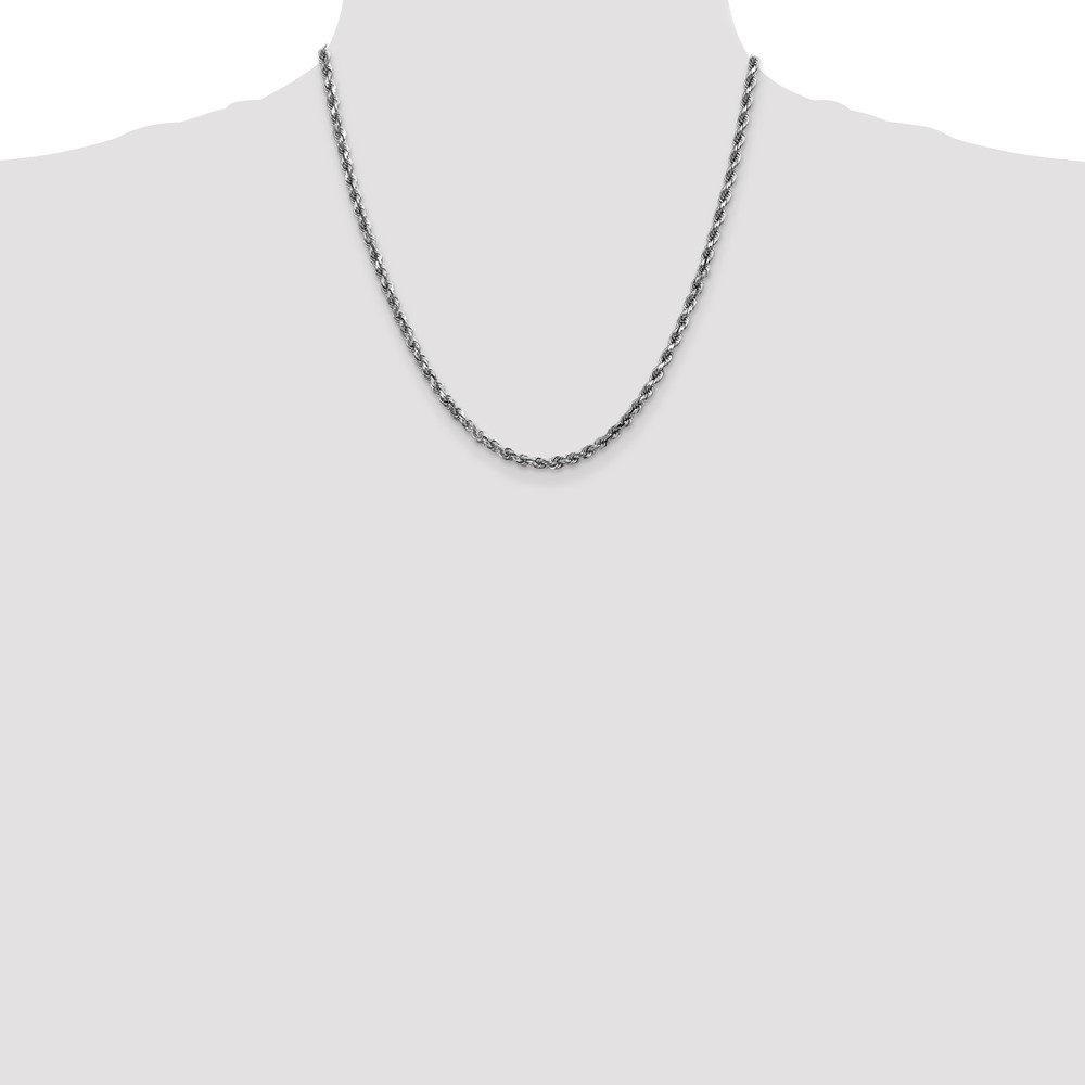 10k White Gold 3.5mm Diamond-cut Rope Chain (10K025W-20)