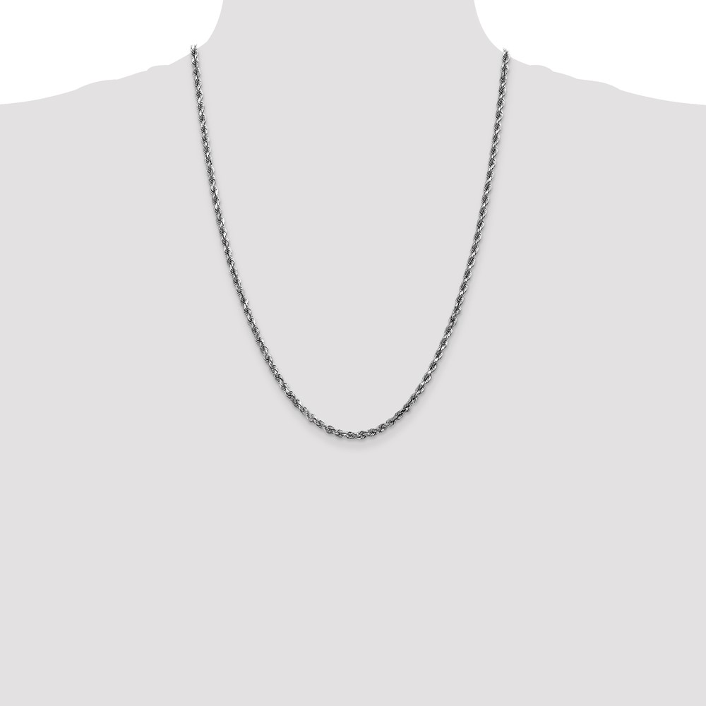 10k White Gold 3.5mm Diamond-cut Rope Chain (10K025W-24)