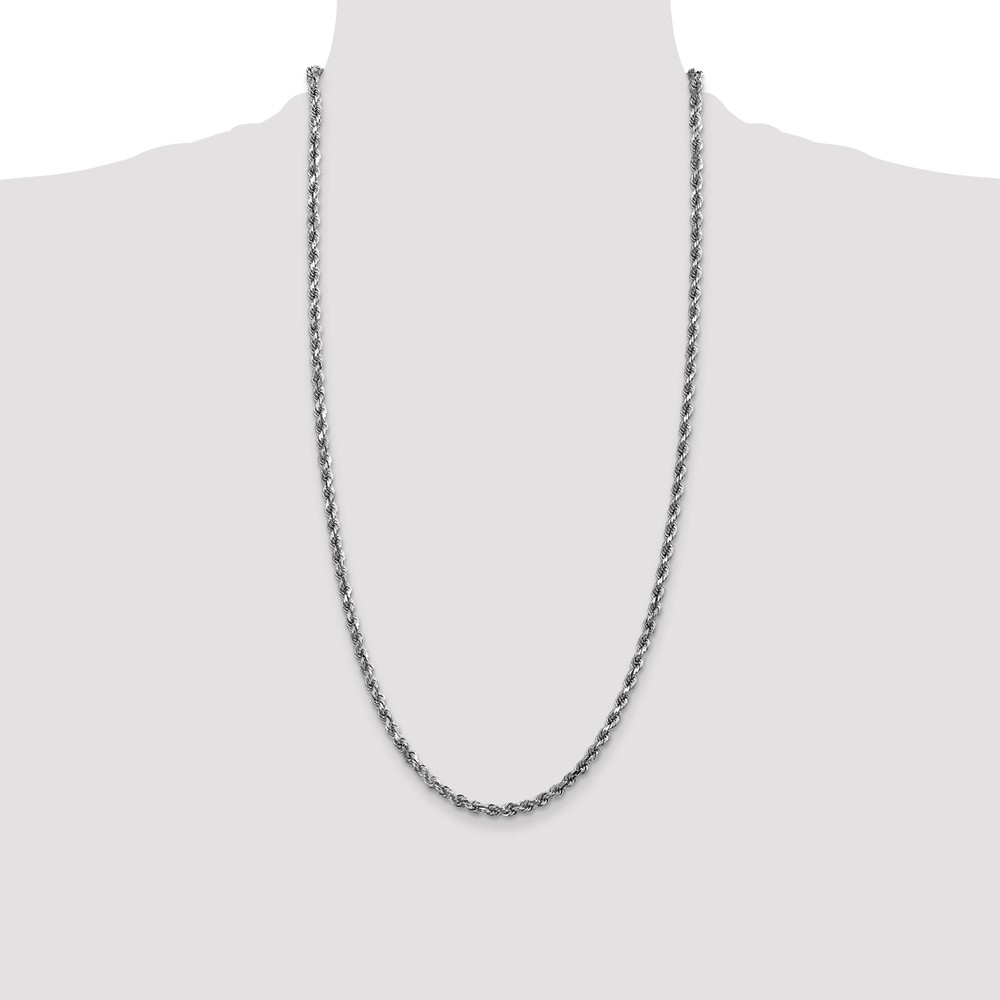 10k White Gold 3.5mm Diamond-cut Rope Chain (10K025W-28)