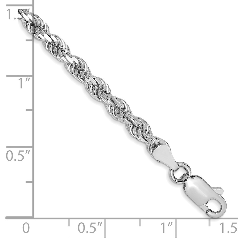 14K White Gold 8 inch 3.5mm Diamond-cut Rope with Lobster Clasp Chain (025W-8)