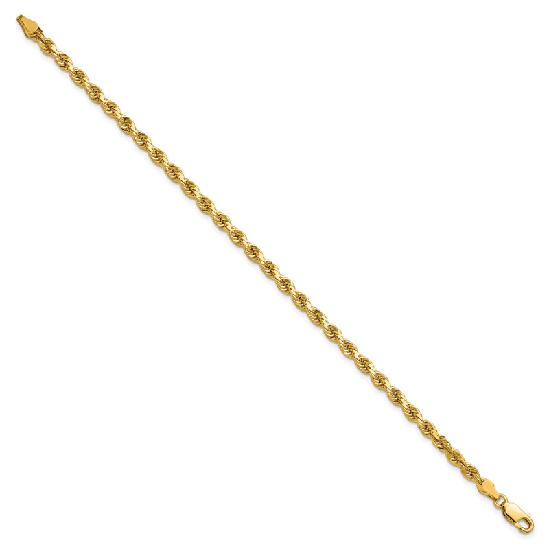 14K 8 inch 3.75mm Diamond-cut Rope with Lobster Clasp Chain