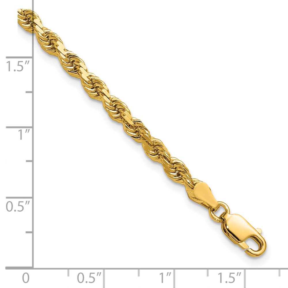 14K 7 inch 3.75mm Diamond-cut Rope with Lobster Clasp Chain (027L-7)