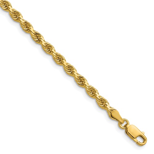 14K 26 inch 3.75mm Diamond-cut Rope with Lobster Clasp Chain