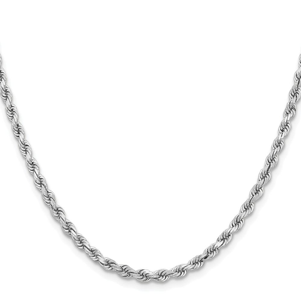 14K White Gold 22 inch 3.75mm Diamond-cut Rope with Lobster Clasp Chain (027W-22)