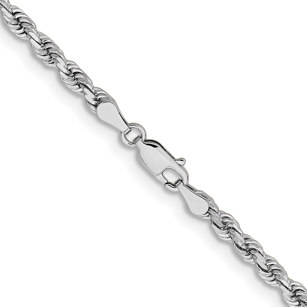 14K White Gold 22 inch 3.75mm Diamond-cut Rope with Lobster Clasp Chain (027W-22)