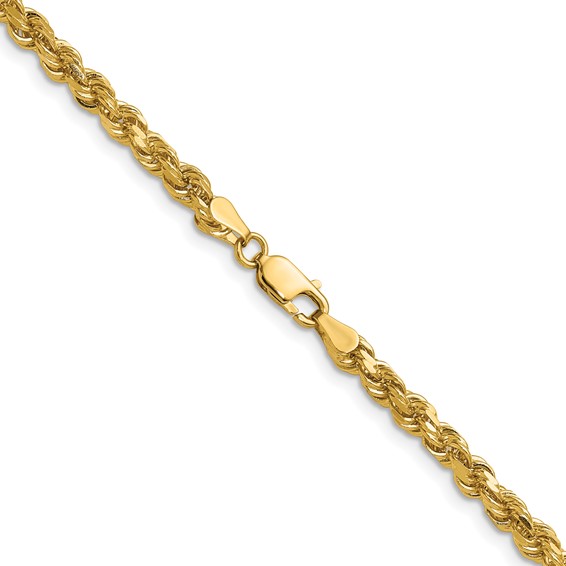 14K 4mm Diamond-cut Rope with Lobster Clasp Chain (per inch)