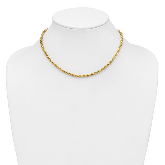 14K 4mm Diamond-cut Rope with Lobster Clasp Chain (per inch)