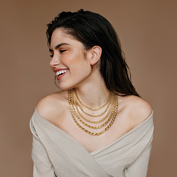 14K 4mm Diamond-cut Rope with Lobster Clasp Chain (per inch)