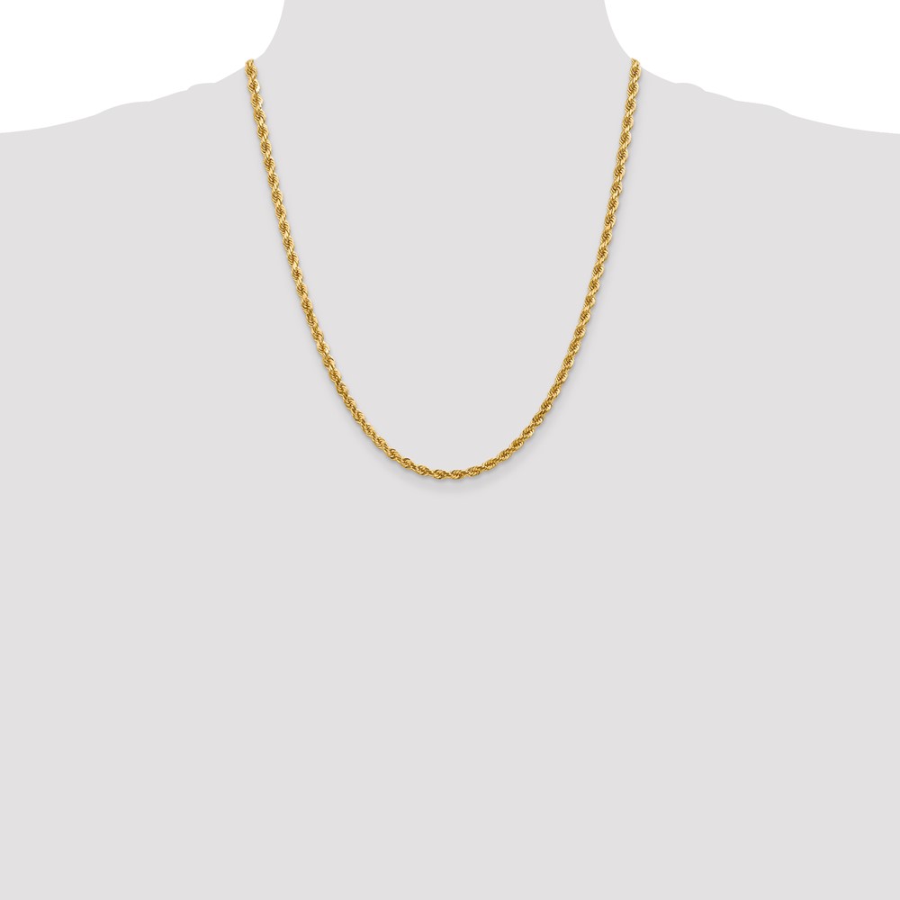 14K 22 inch 4mm Diamond-cut Rope with Lobster Clasp Chain (030L-22)