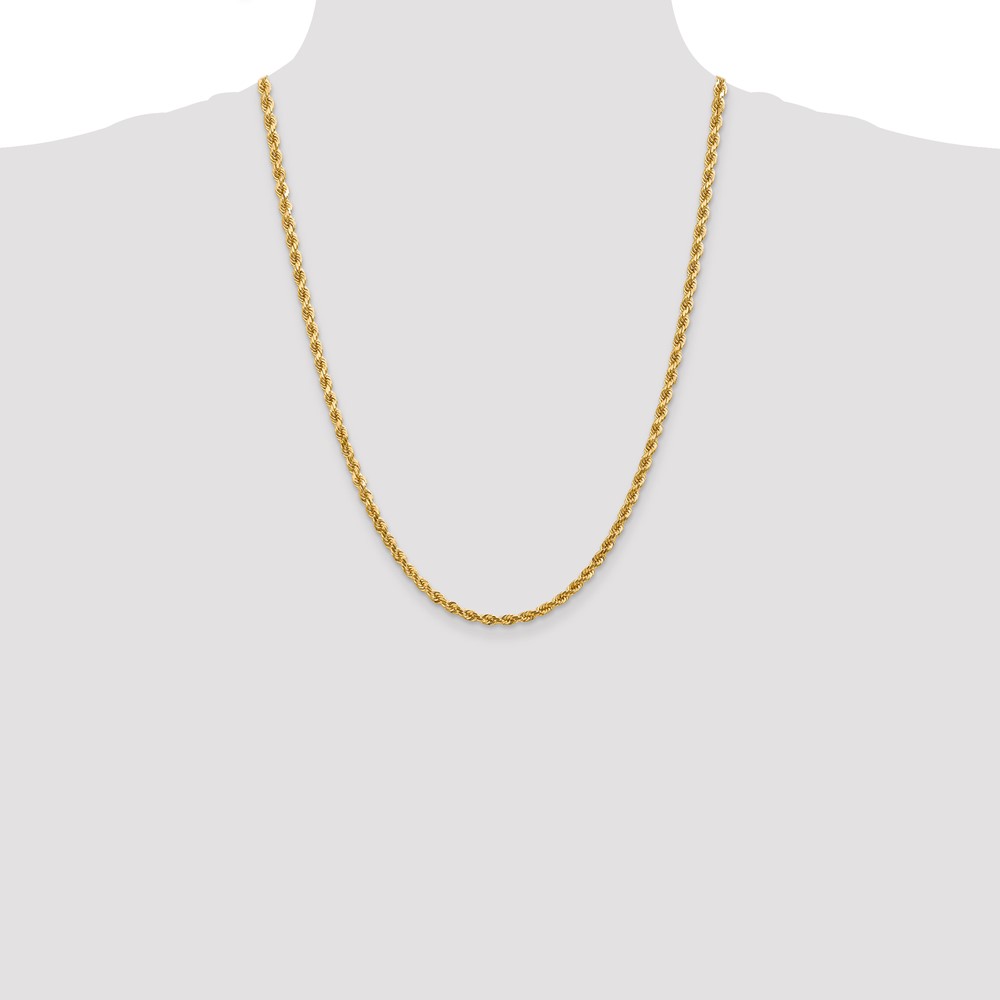 14K 24 inch 4mm Diamond-cut Rope with Lobster Clasp Chain (030L-24)