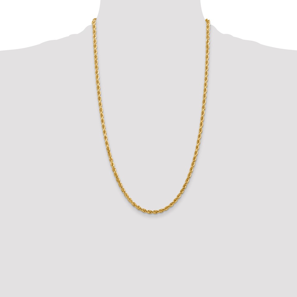 14K 26 inch 4mm Diamond-cut Rope with Lobster Clasp Chain (030L-26)