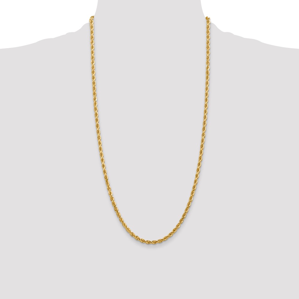 14K 28 inch 4mm Diamond-cut Rope with Lobster Clasp Chain (030L-28)