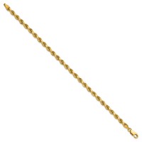 14K 4mm Yellow Gold Diamond-cut Rope Chain with Lobster Clasp - 7in view 2
