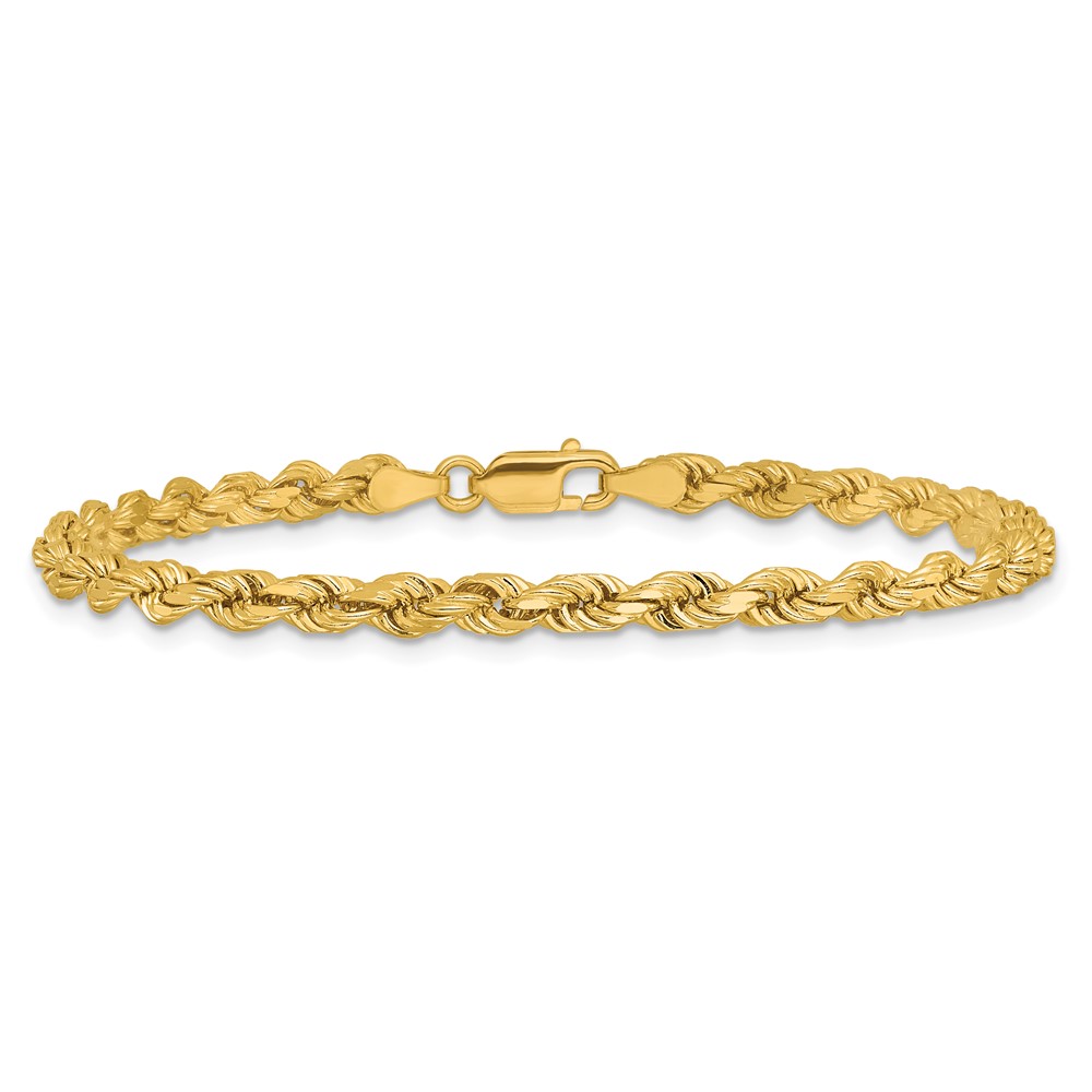 14K 7 inch 4mm Diamond-cut Rope with Lobster Clasp Chain (030L-7)