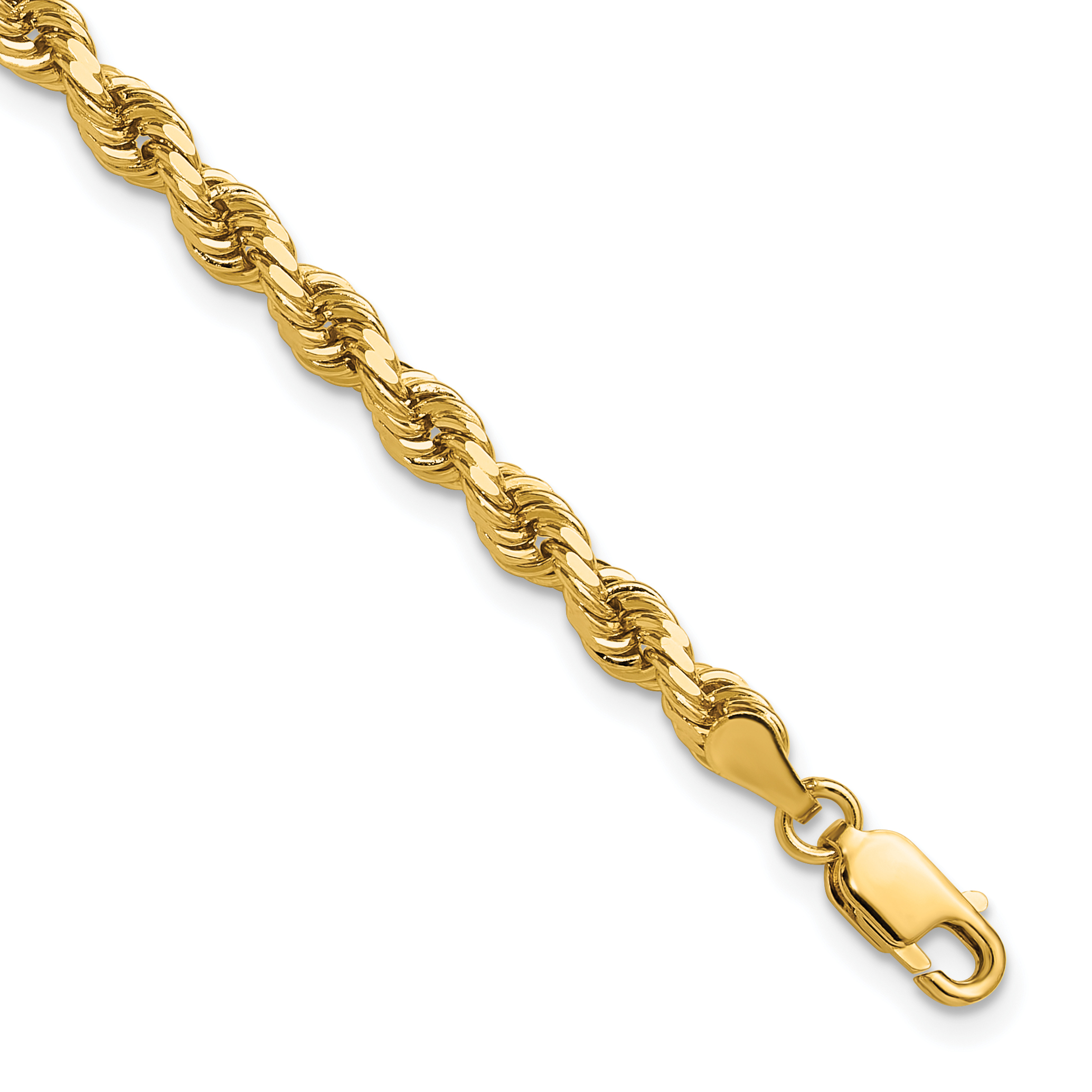 14K 7 inch 4mm Diamond-cut Rope with Lobster Clasp Chain (030L-7)