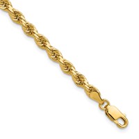 14K 4mm Yellow Gold Diamond-cut Rope Chain with Lobster Clasp - 7in view 1