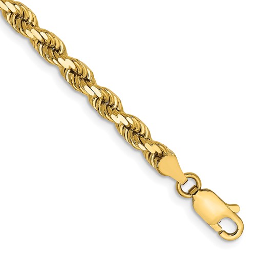 14K 7 inch 4mm Diamond-cut Rope with Lobster Clasp Chain
