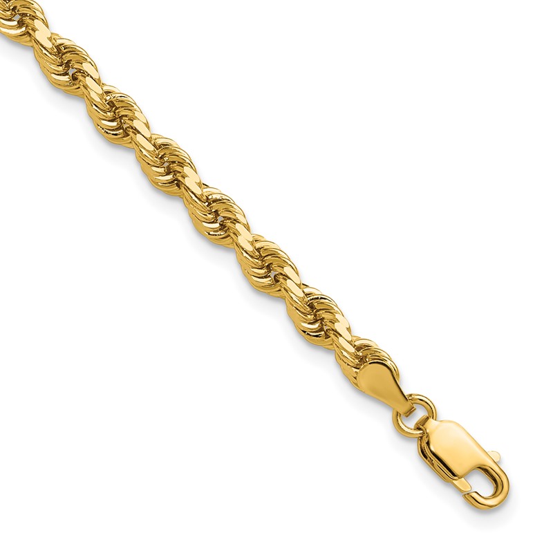 14K 8 inch 4mm Diamond-cut Rope with Lobster Clasp Chain