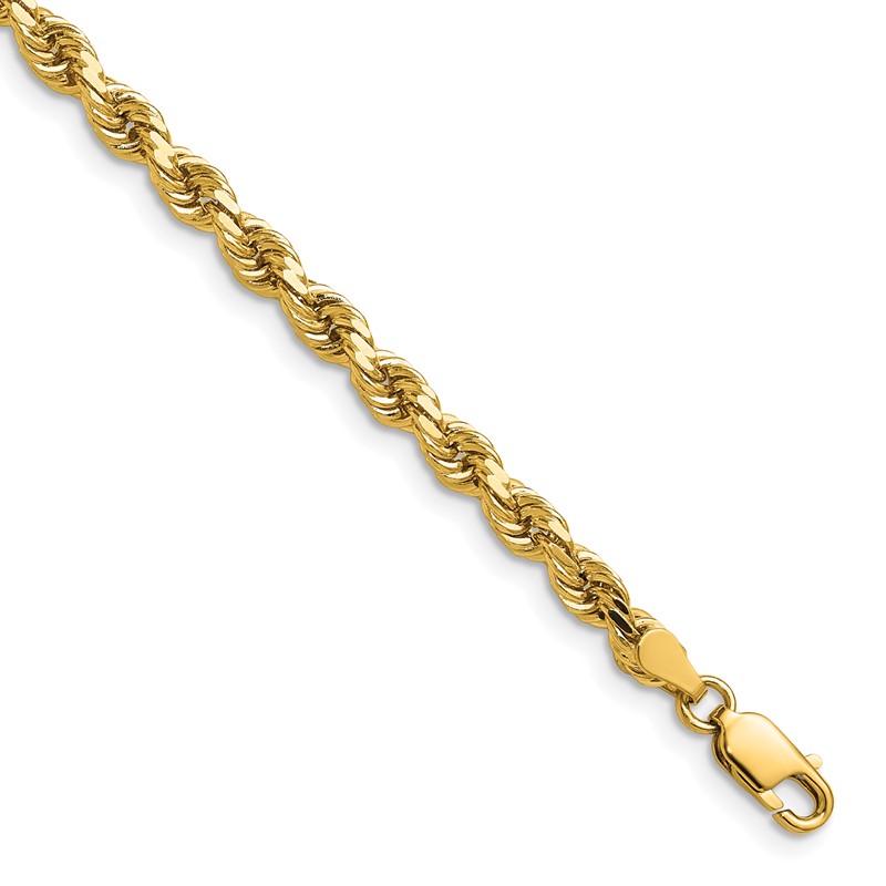14K 28 inch 4mm Diamond-cut Rope with Lobster Clasp Chain