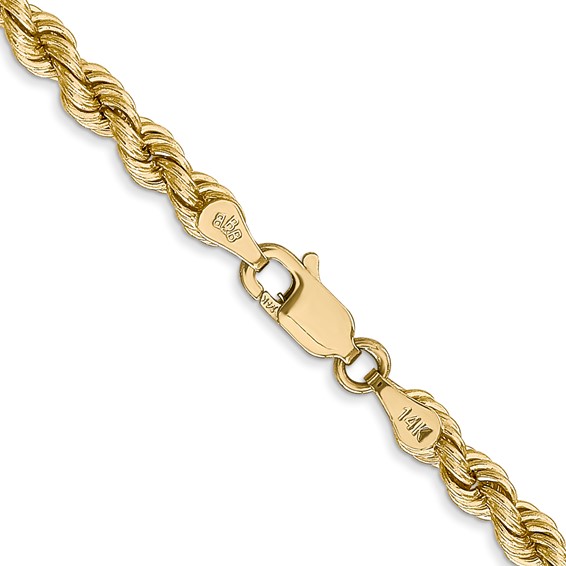 14K 4mm Regular Rope with Lobster Clasp Chain (per inch)