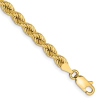 14K 4mm Yellow Gold Regular Rope Chain with Lobster Clasp - 7in view 1