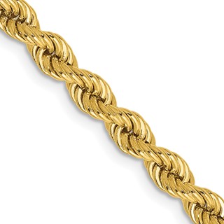 14K 4mm Regular Rope with Lobster Clasp Chain (per inch)
