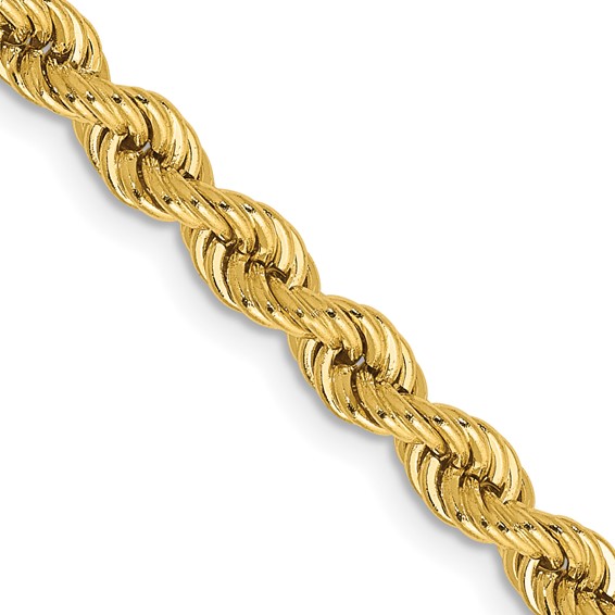 14K 4mm Regular Rope with Lobster Clasp Chain (per inch)