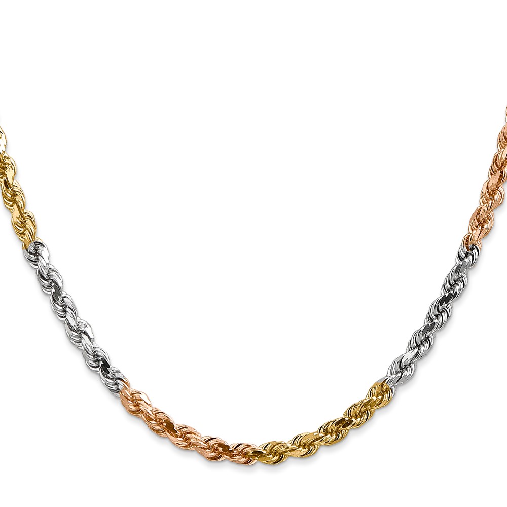 14k Tri-Color 4mm D/C Rope Chain (030TC-22)