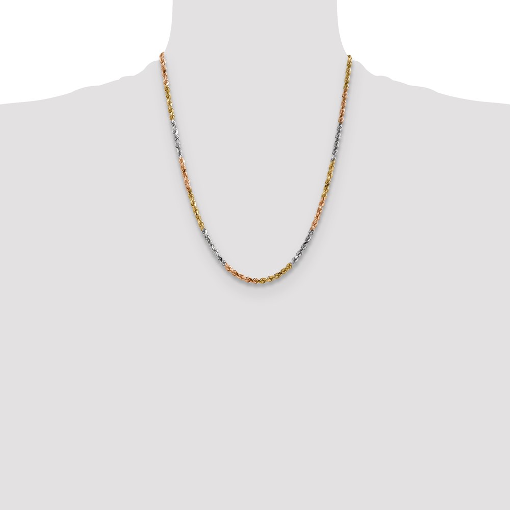 14k Tri-Color 4mm D/C Rope Chain (030TC-22)