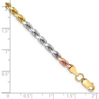 14K Tri-colored 4mm Diamond-cut Rope Chain with Lobster Clasp - 7in view 2