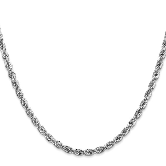 14K White Gold 4mm Diamond-cut Rope with Lobster Clasp Chain (per inch)