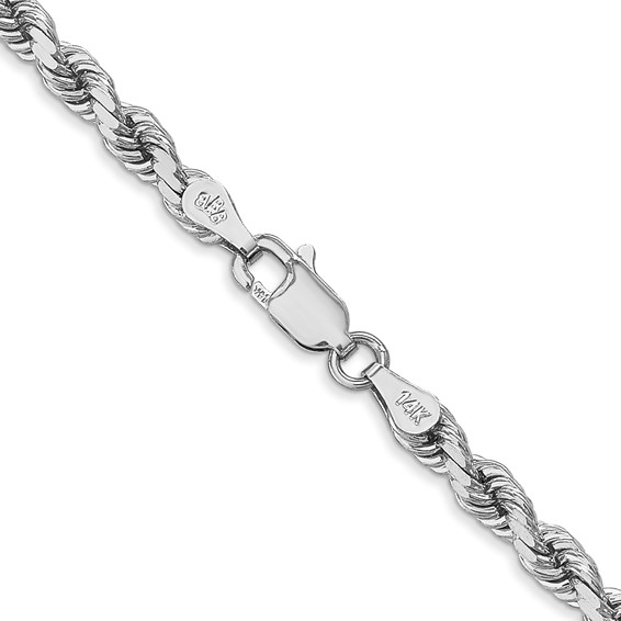 14K White Gold 4mm Diamond-cut Rope with Lobster Clasp Chain (per inch)