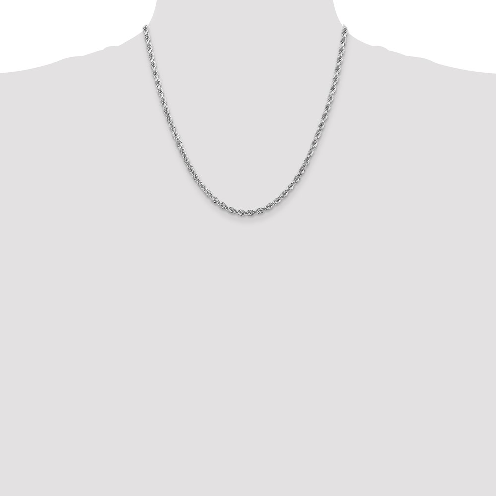 10k White Gold 4mm Diamond-cut Rope Chain (10K030W-20)