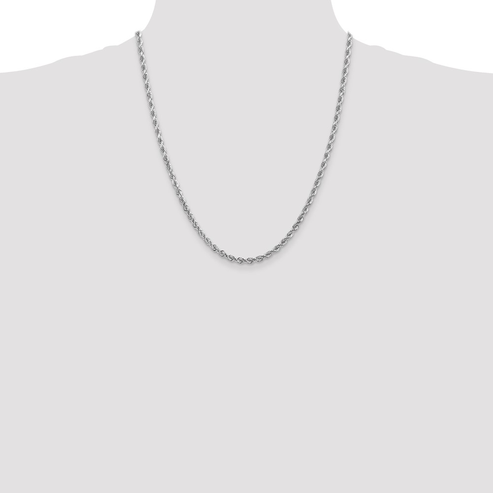 10k White Gold 4mm Diamond-cut Rope Chain (10K030W-22)