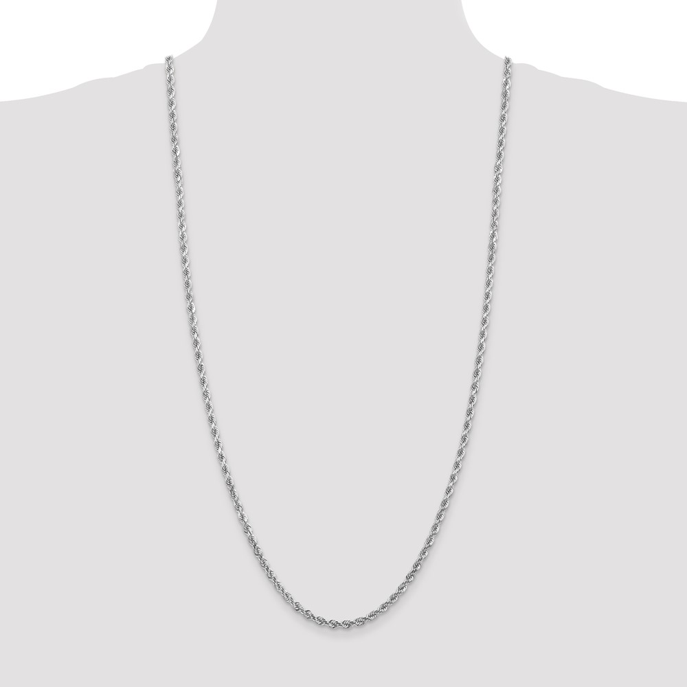 14K White Gold 30 inch 4mm Diamond-cut Rope with Lobster Clasp Chain (030W-30)