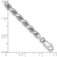 14K White Gold 4mm Diamond-cut Rope Chain with Lobster Clasp, 7" view 2